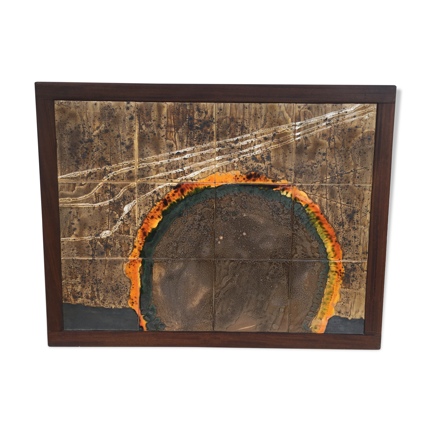 wall ceramic with wooden frame