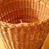 Wicker and glass table lamp