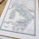 Italy, old map, printed in 1852.