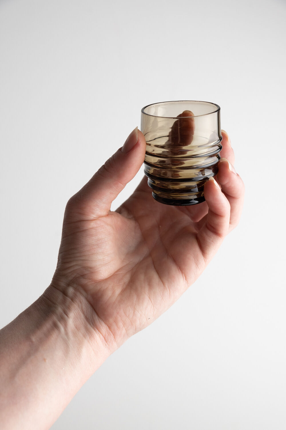 Vintage decanting set in smoked glass