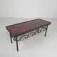 Brutalist mid-century tiled table, with 10 tiles and steel frame, 1960s.