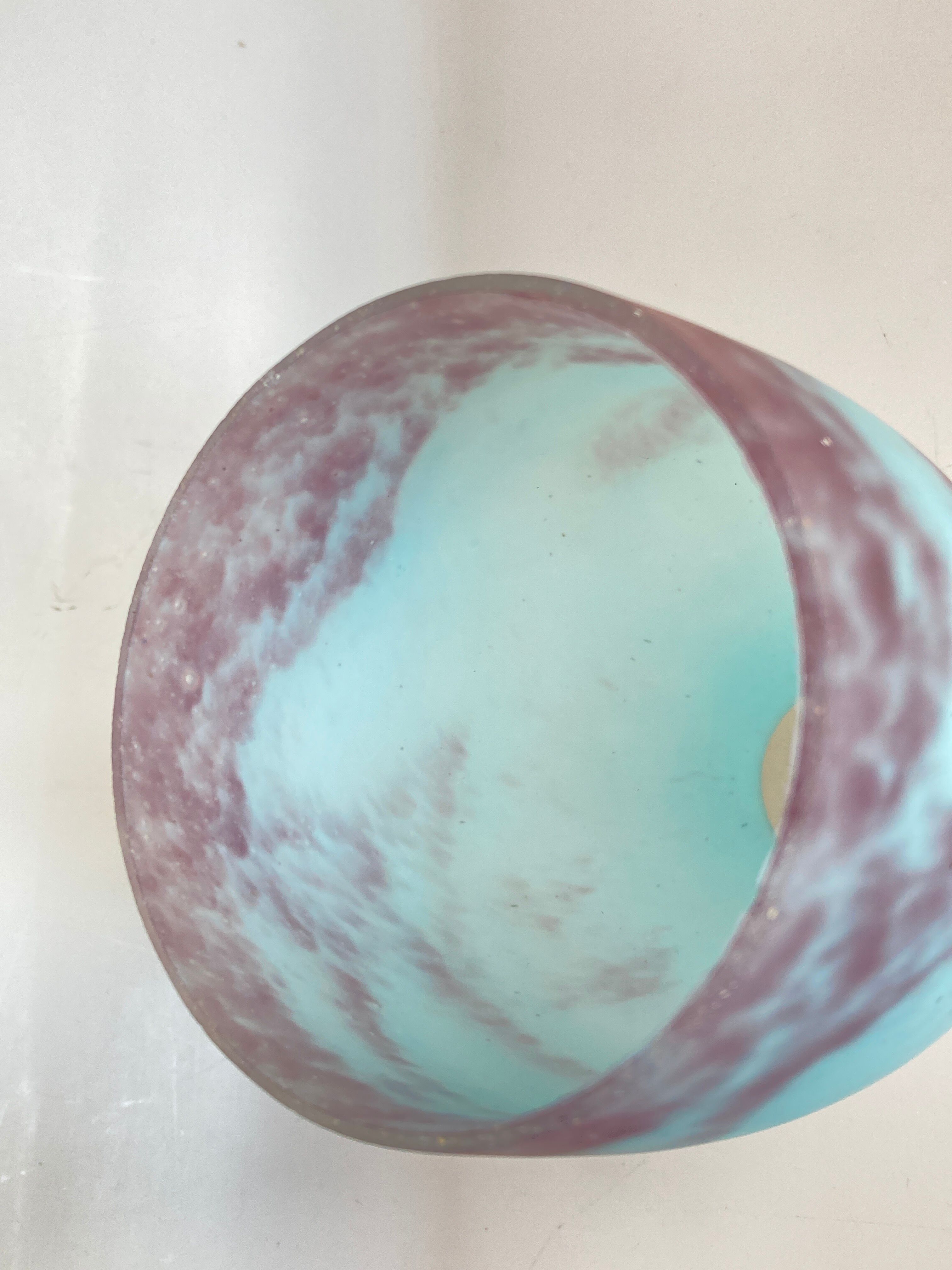 Tulipe en pate de verre bleue turquoise