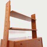 Vintage modular secretary shelf bookcase in teak from the 60s
