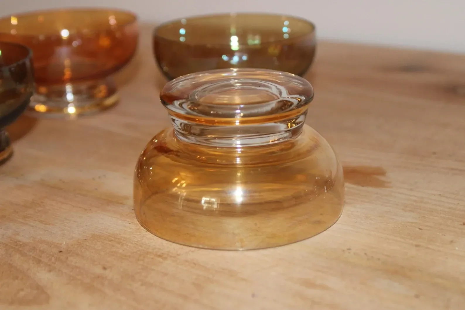 Set of 6 vintage multicoloured glass dessert bowls – 1970s