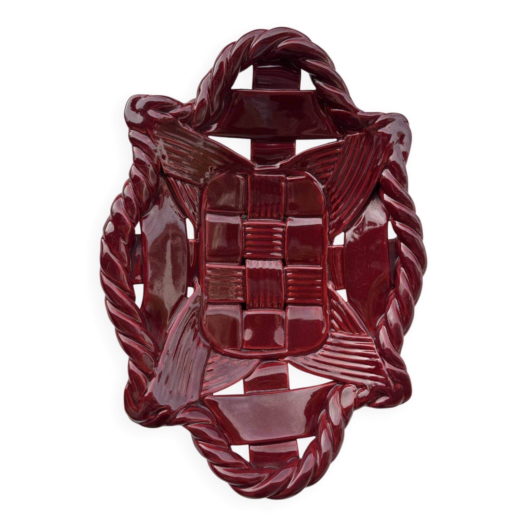 Corbeille céramique tressée Vallauris années 60