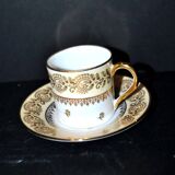 Limoges litre cup porcelain yellow and gold signed Porcelaine d’Art PP