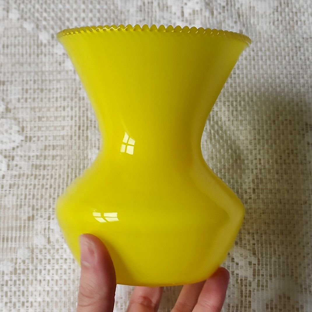 Yellow opaline vintage vase