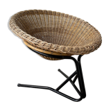 Armchair 50s in rattan and metal