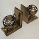 Pair of Brass Bookends with Openwork Globe Decorations. Work