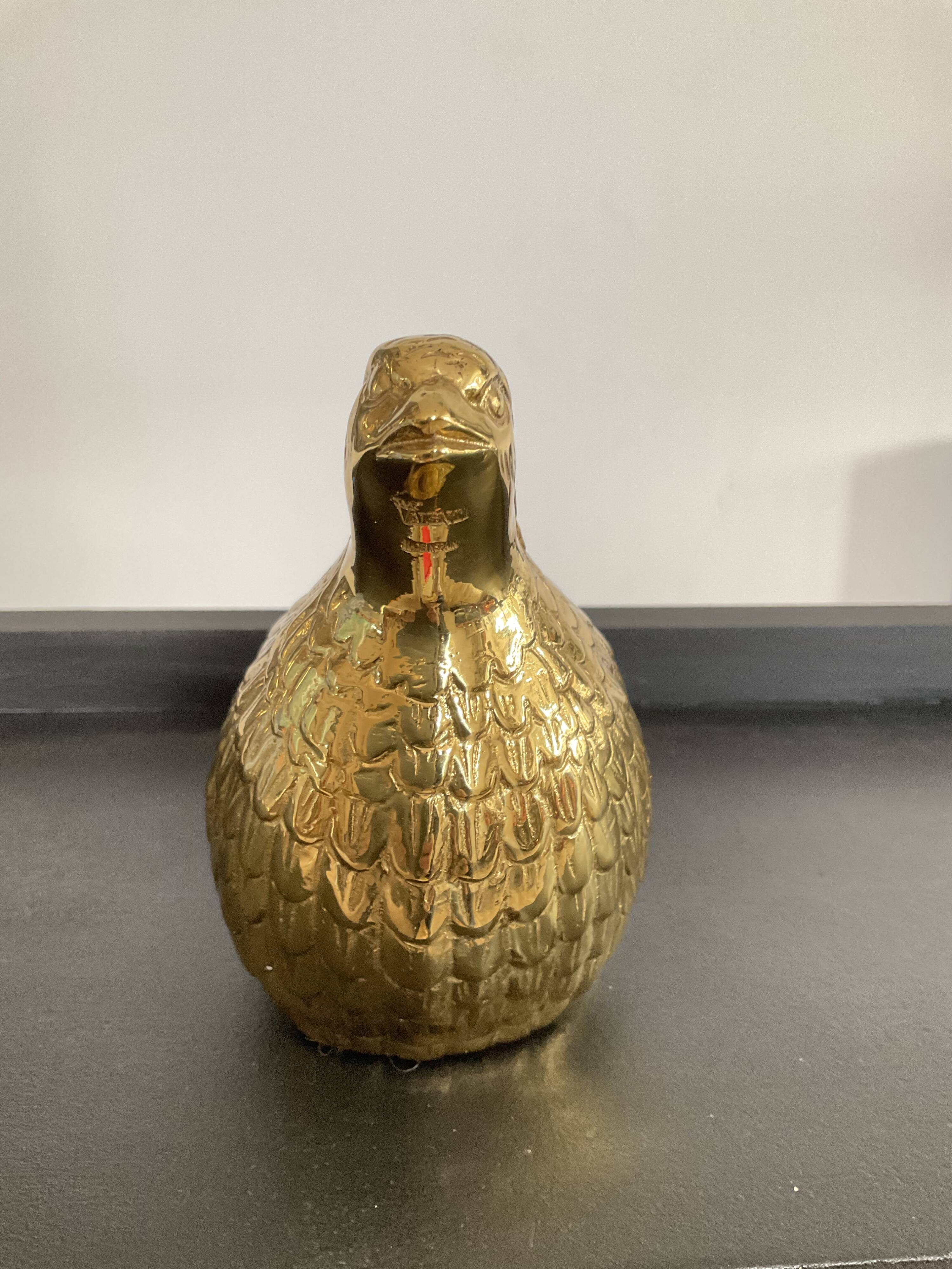 Cendrier en bronze Valenti caille ou perdrix vintage