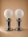 Pair of chrome lamps with opaline globes — 1970s