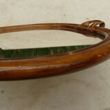 Miroir vintage ovale en bambou et rotin - 31x28cm