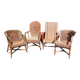 Set of 4 wicker and rattan armchairs