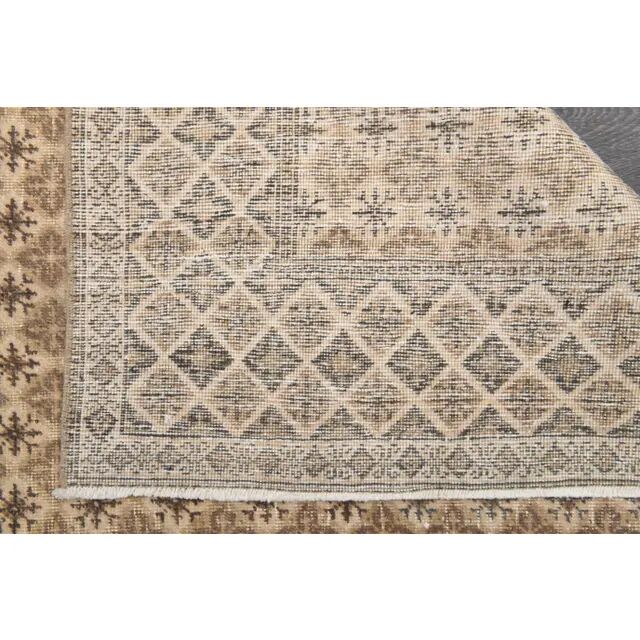 1970s Vintage Turkish Hand-Knotted Wool Cotton Beige Area Rug 149x226