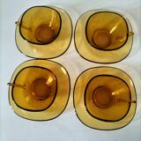 4 cups and saucers VERECO amber