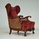 Fauteuil danois en bois de frêne et velour années 1930