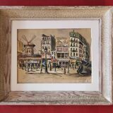Vintage French watercolour of the Moulin Rouge, in Paris, signed Ch. Vogel, from 1948