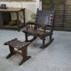 Armchair with ottoman by Angel Pazmino in wood and brown leather 1960's