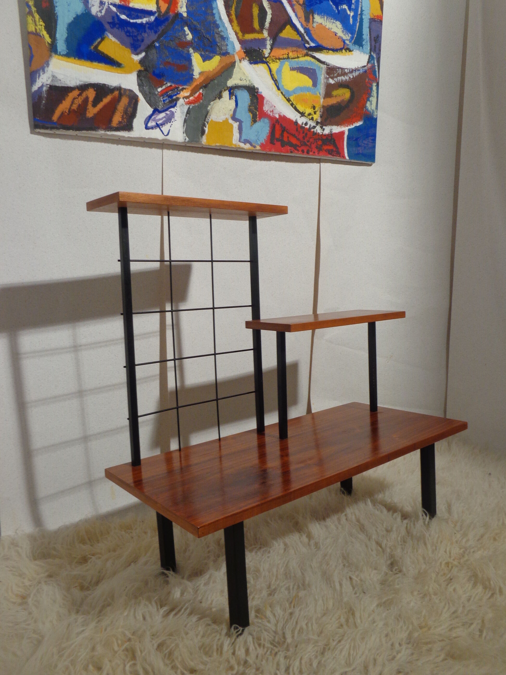 Shelf wood and metal vintage year 60