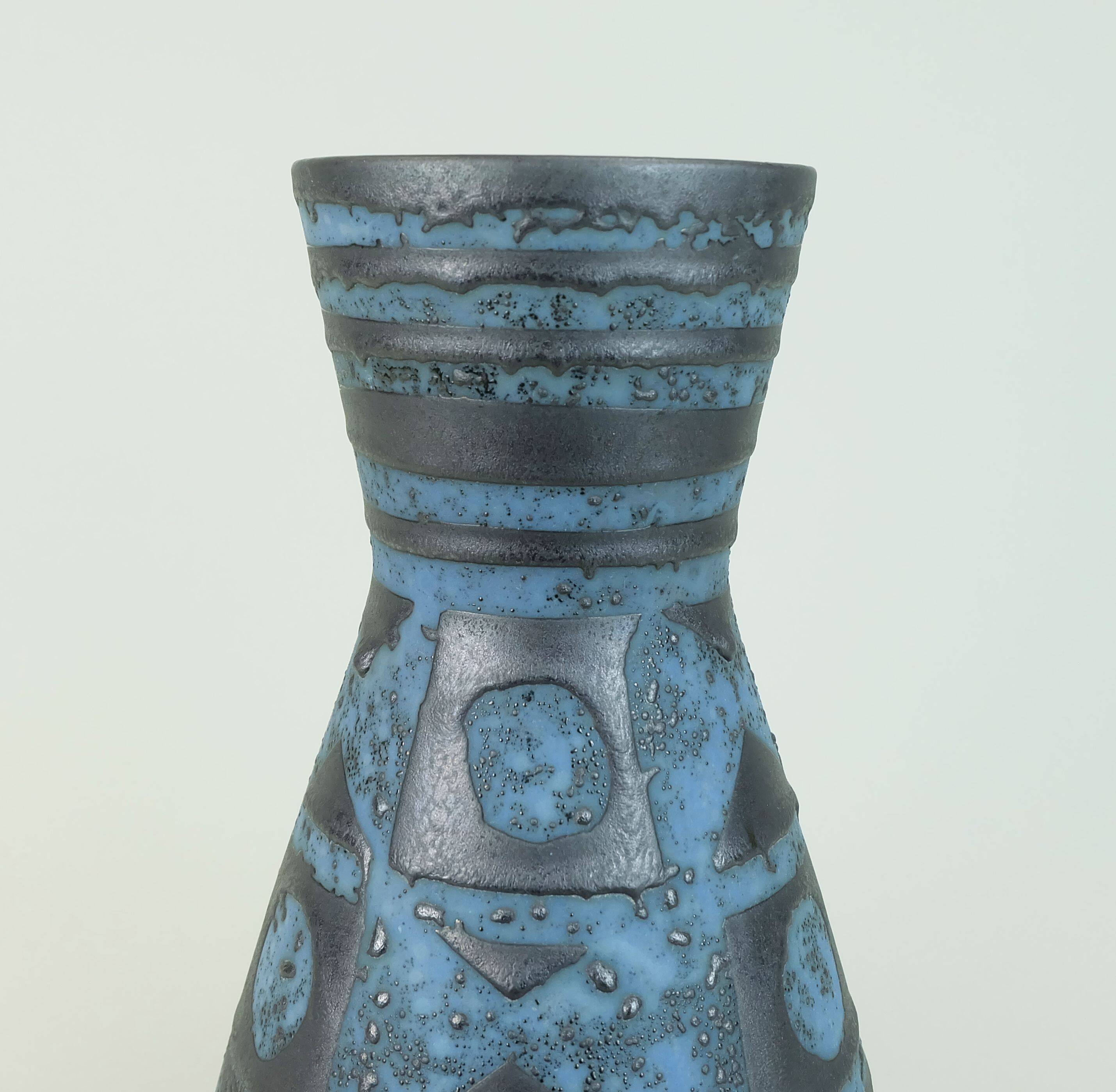 Carstens vase decor ankara blue gray metallic glaze no. 1218-29 1960s