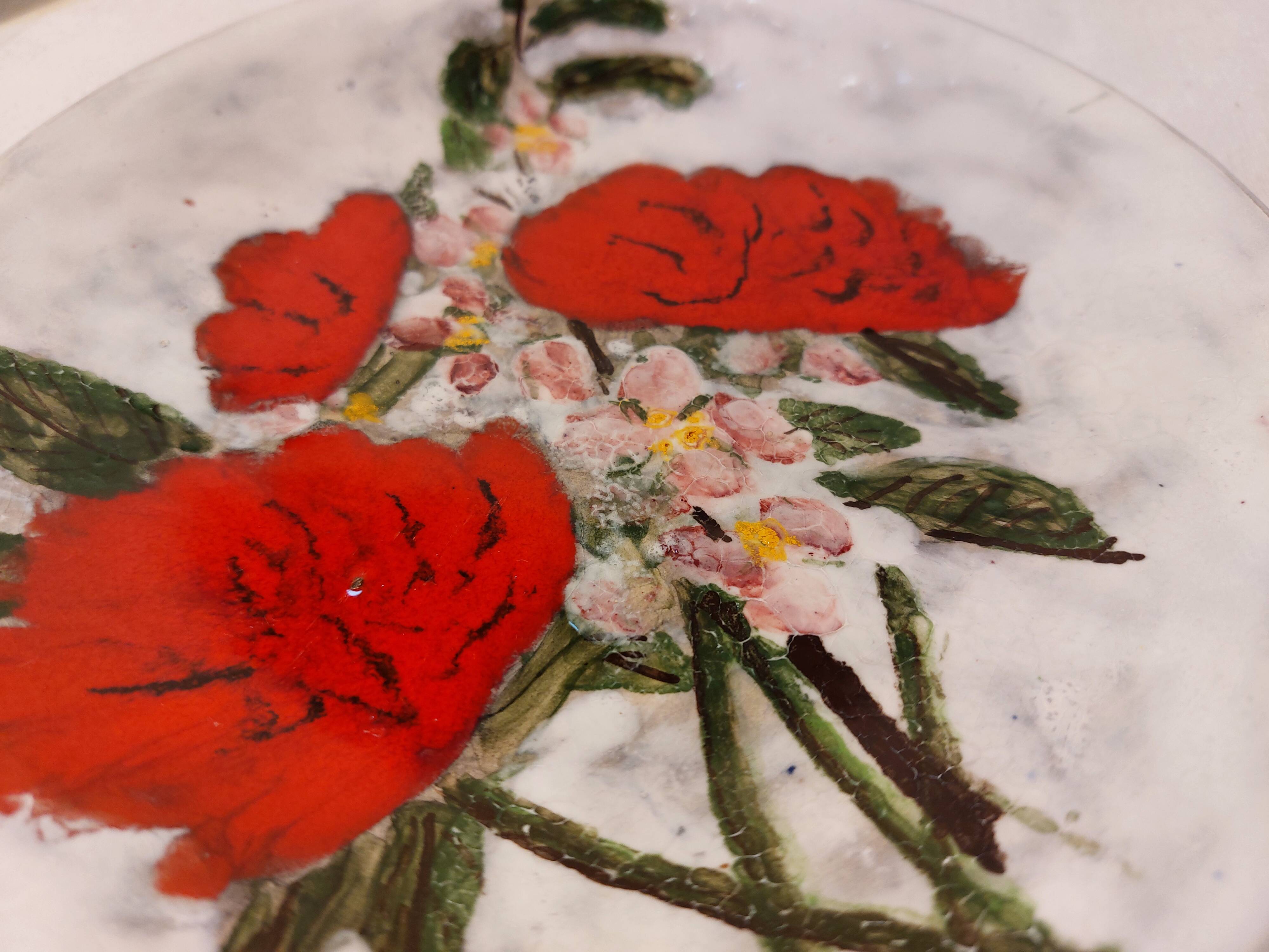 Set of 2 glazed ceramic dessert plates signed ZINGARO - Italy 1960s