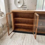 Enfilade de métier en chêne avec portes vitrées