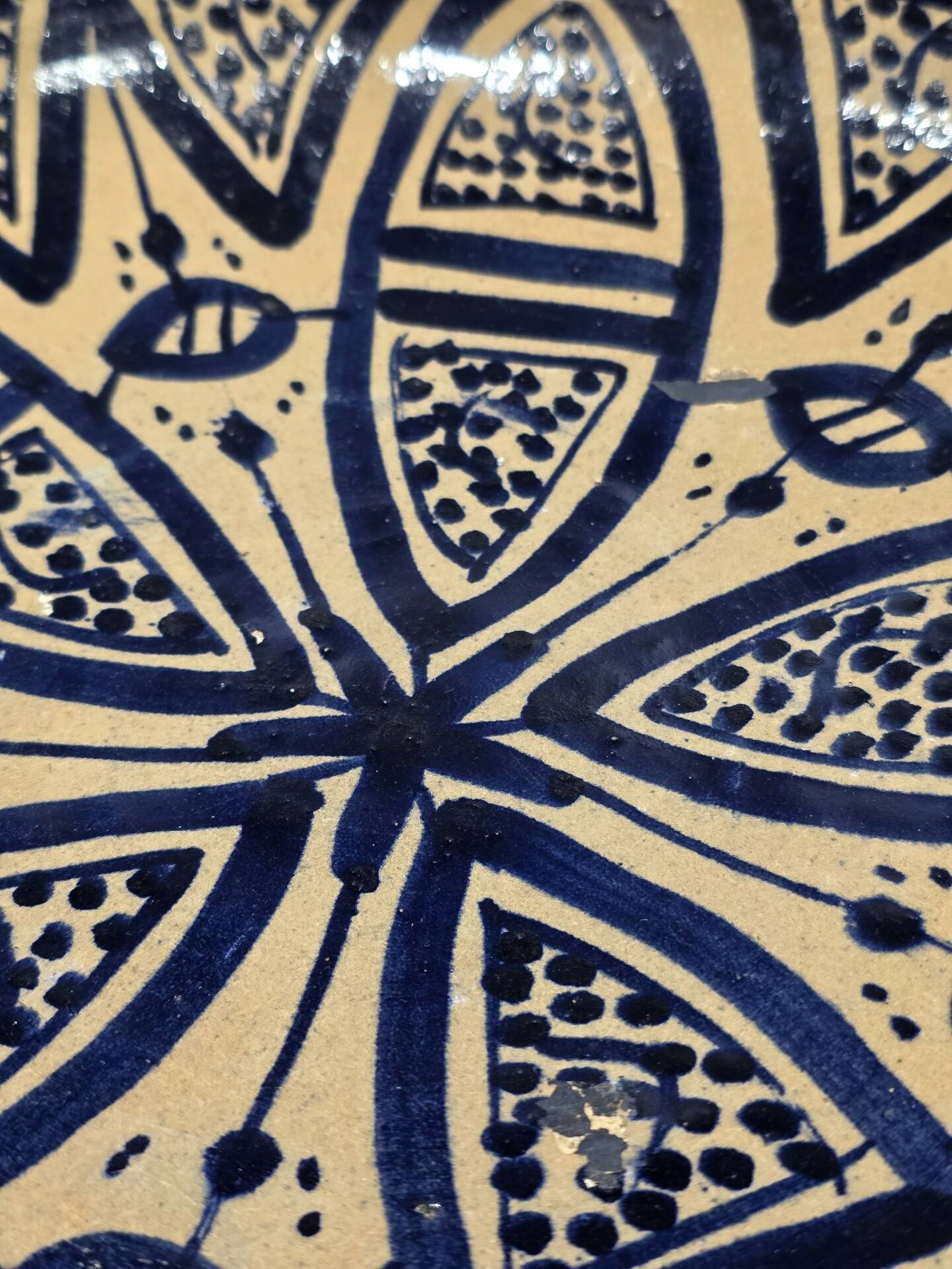 Large ancient Moroccan ceramic plate