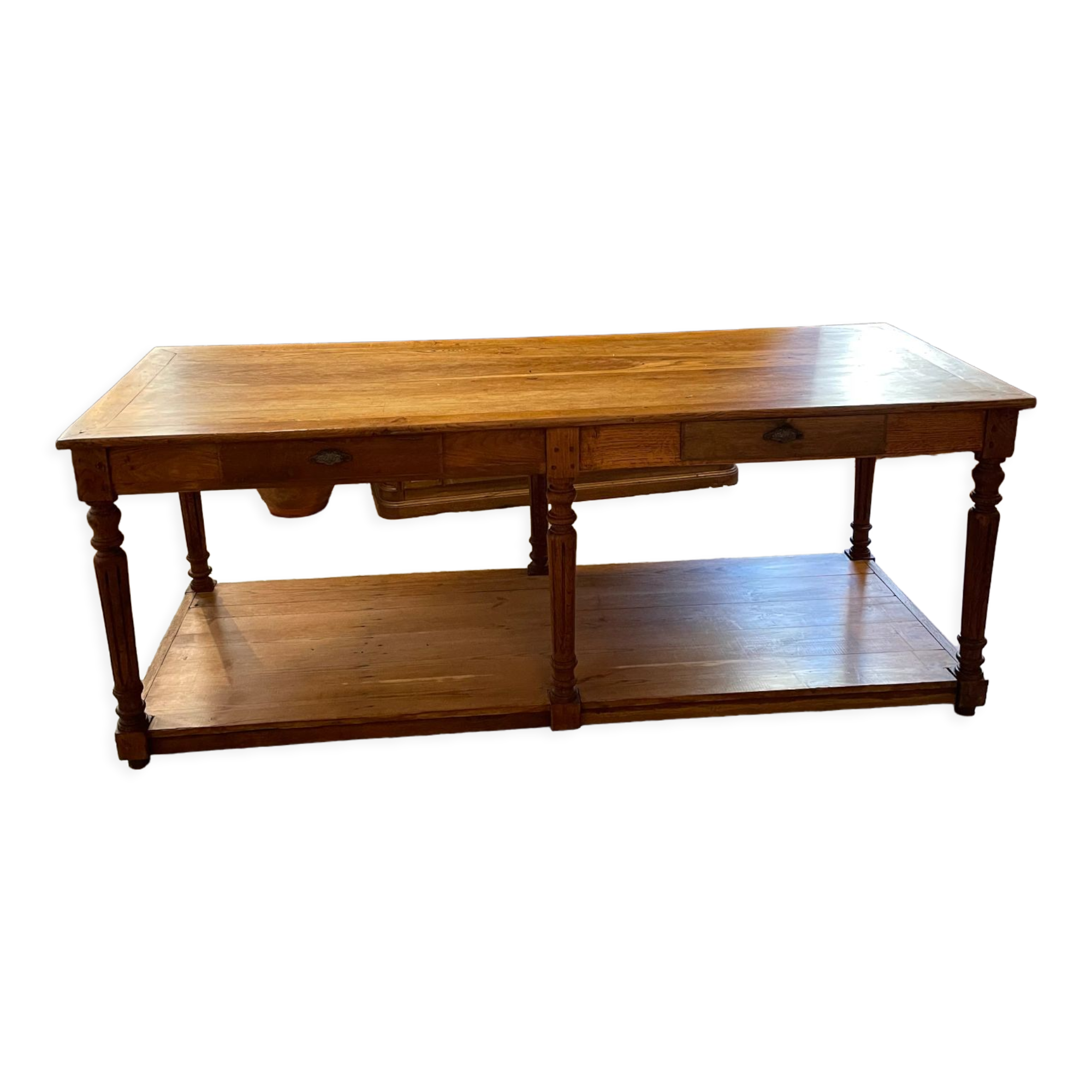 Oak draper table 2 drawers