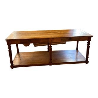 Table de drapier chêne 2 tiroirs