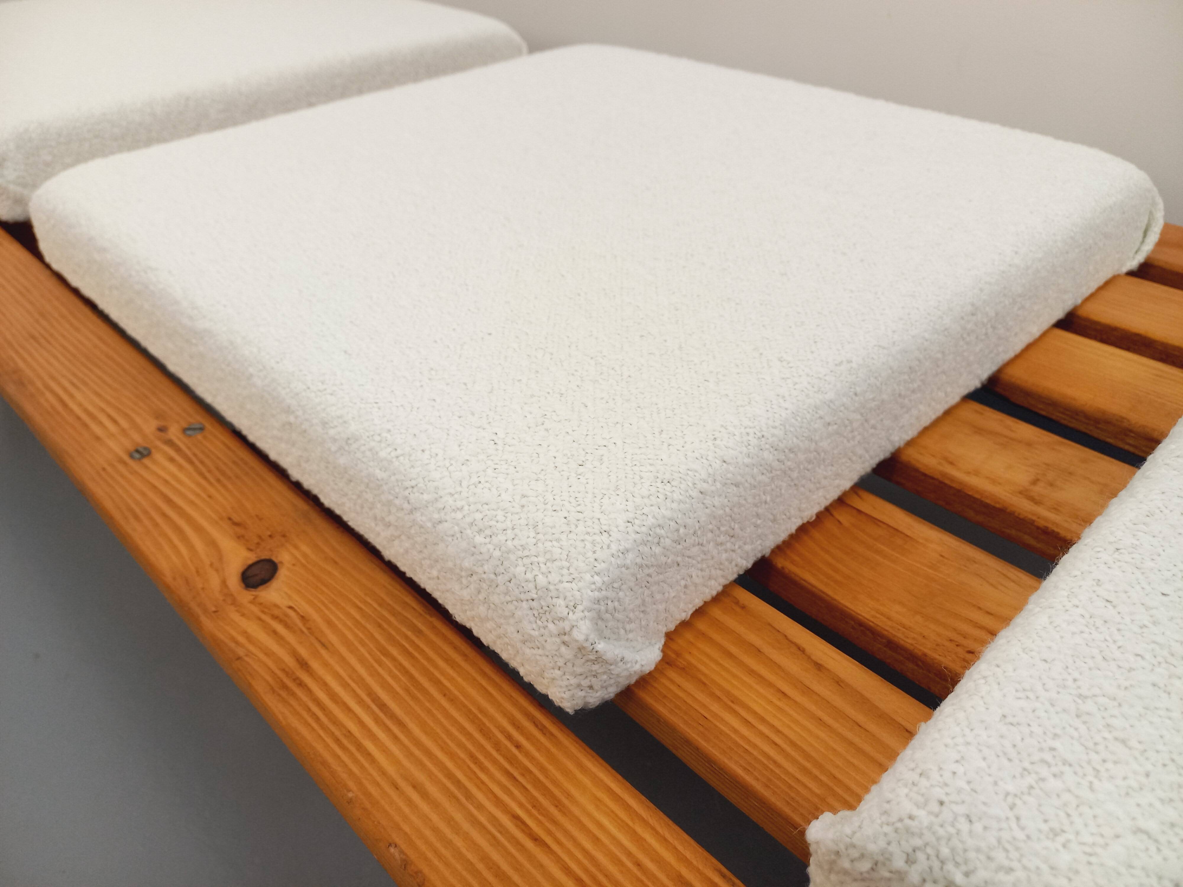 Pair of vintage  Perriand style  pine benches