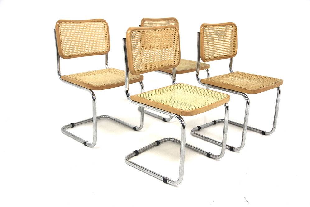 Set of 4 "B32" chairs, Marcel Breuer, Italy, 1990