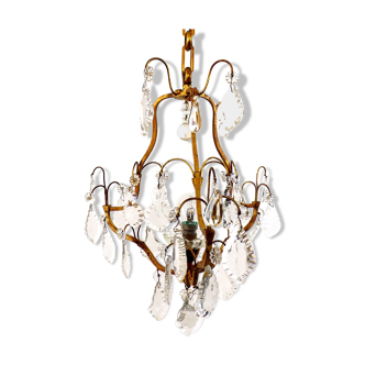 Vintage chandelier with shabby chic grapevines, bronze frame