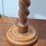 Turned wood base lamp