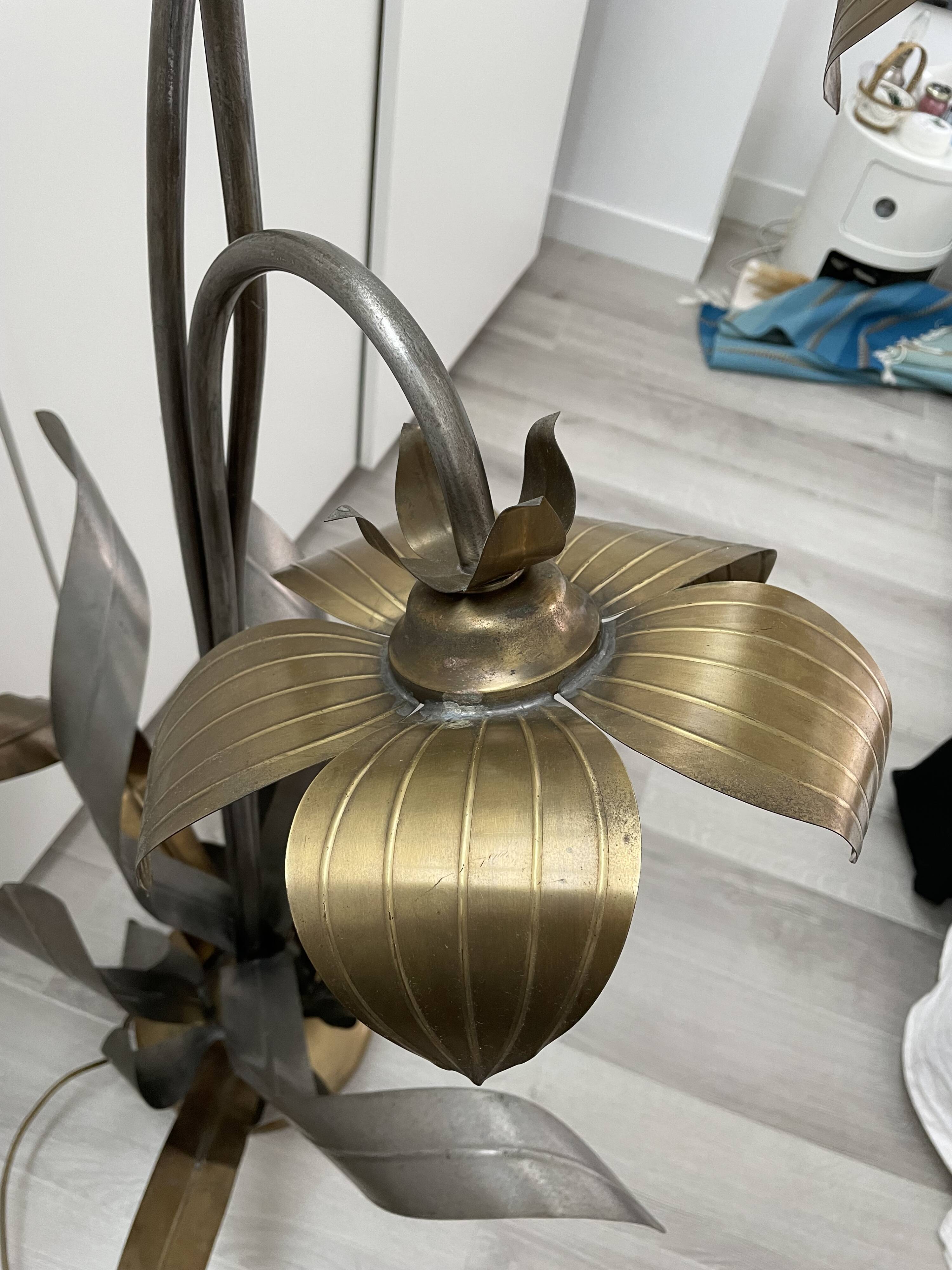 Lampadaire fleurs et plante lampe de plancher de fleur - design années 70