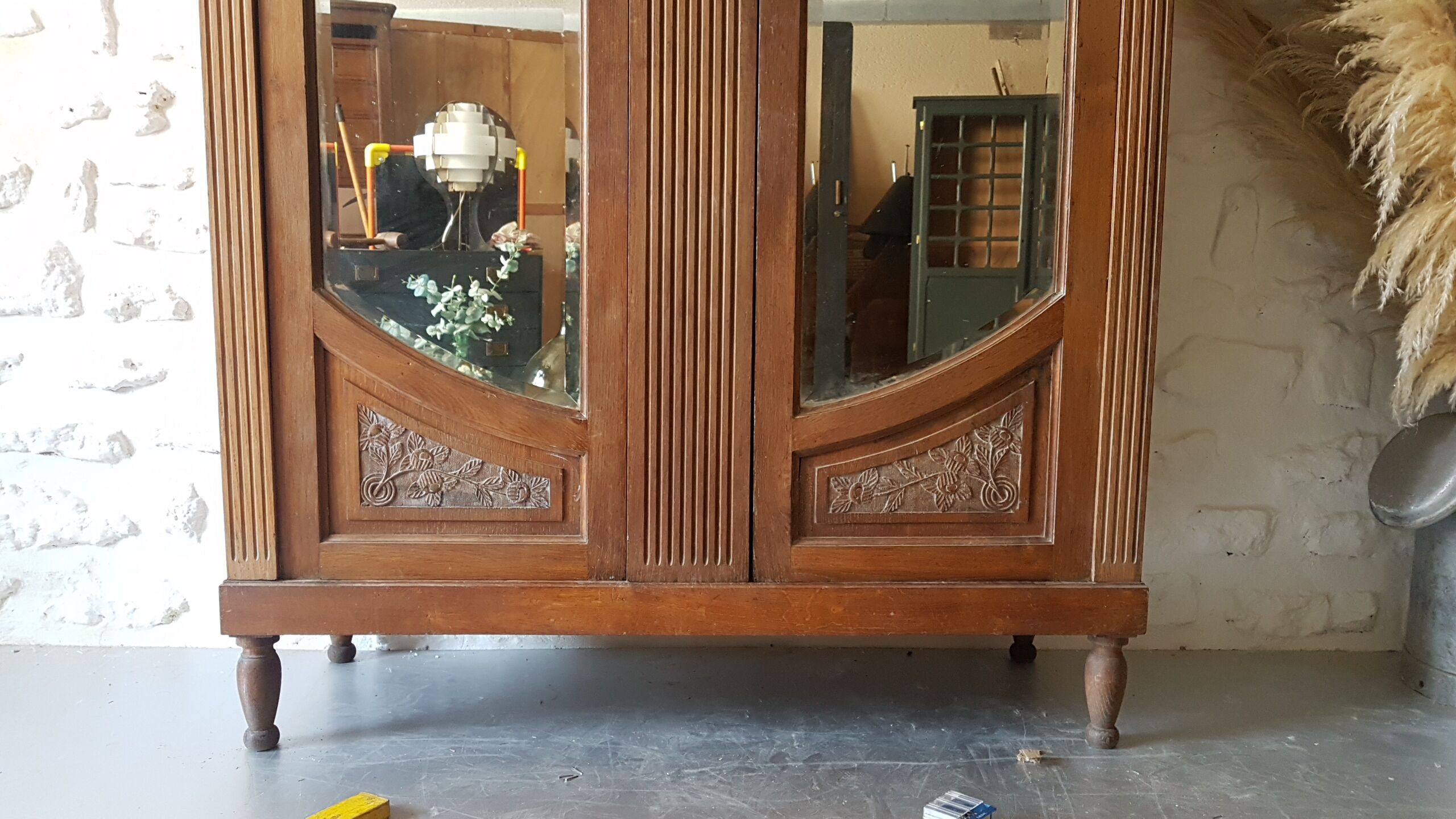 Large wardrobe with glass Deco / mirror