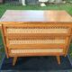 Vintage oak-plated chest of drawers and rattan with compass base as it is.