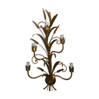 Golden wheat ear sconce in metal with 5 lights