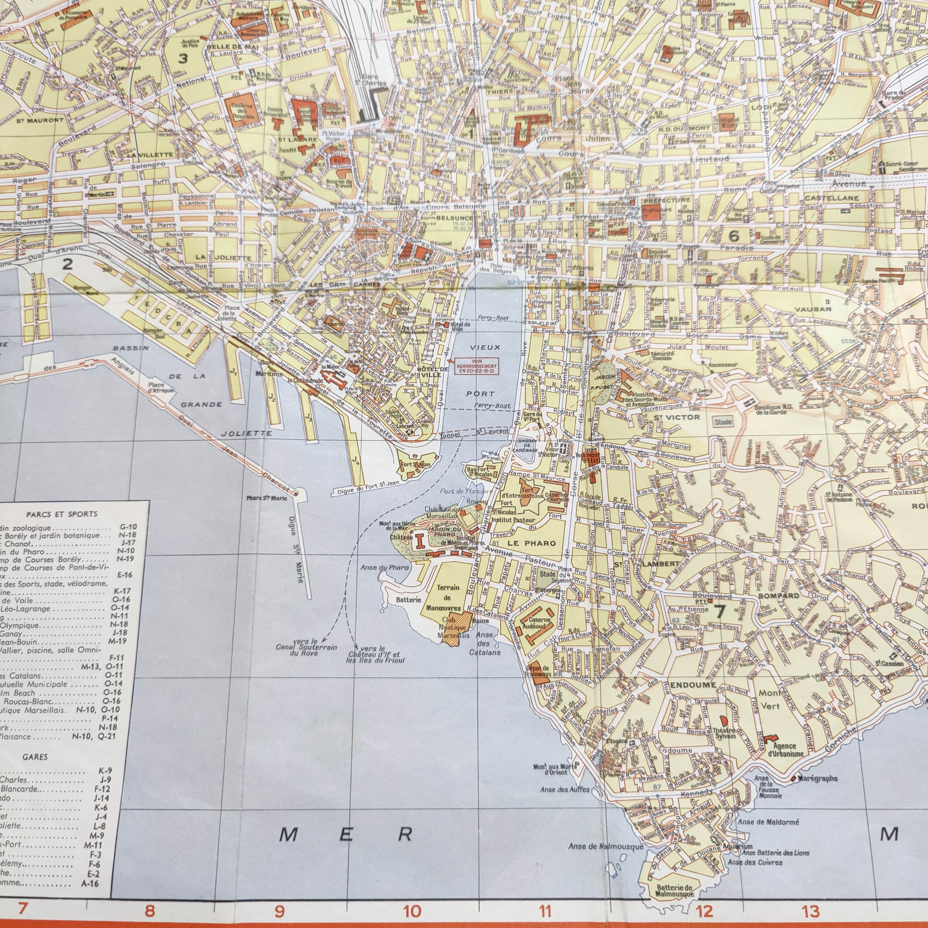 Vintage map of Marseille 1970