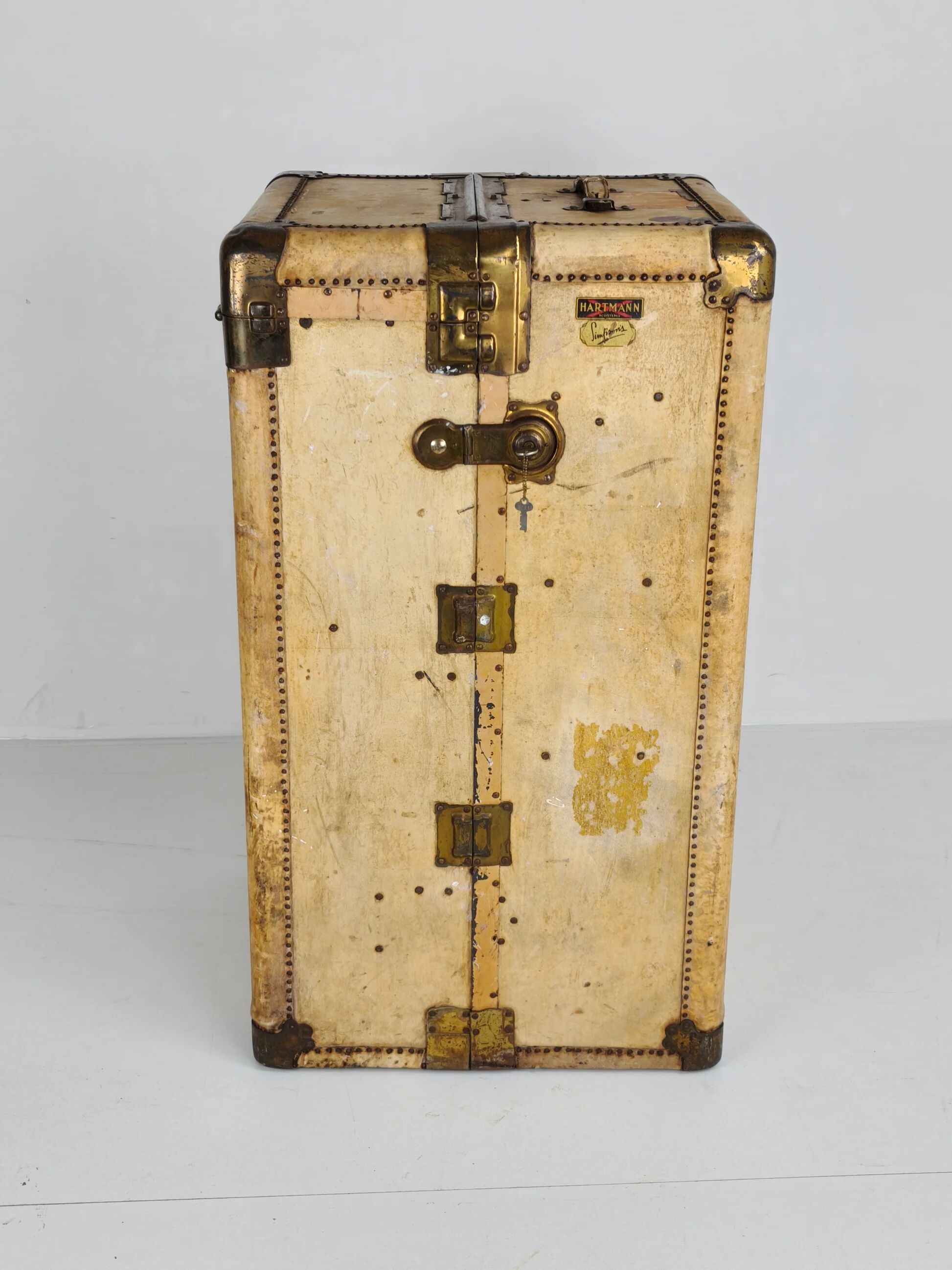 1930s wardrobe steamer trunk by Hartmann – goat skin chest