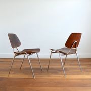 Pair of Thonet chairs in wood – metal and leather 1950s