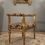 Banquette de piano en bois doré de style louis xvi epoque napoleon iii