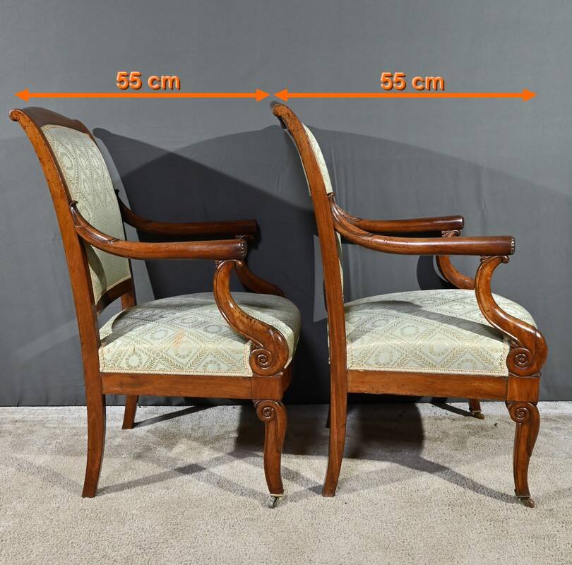 Paire de Fauteuils à Crosses en Acajou, époque Restauration – Début XIXe