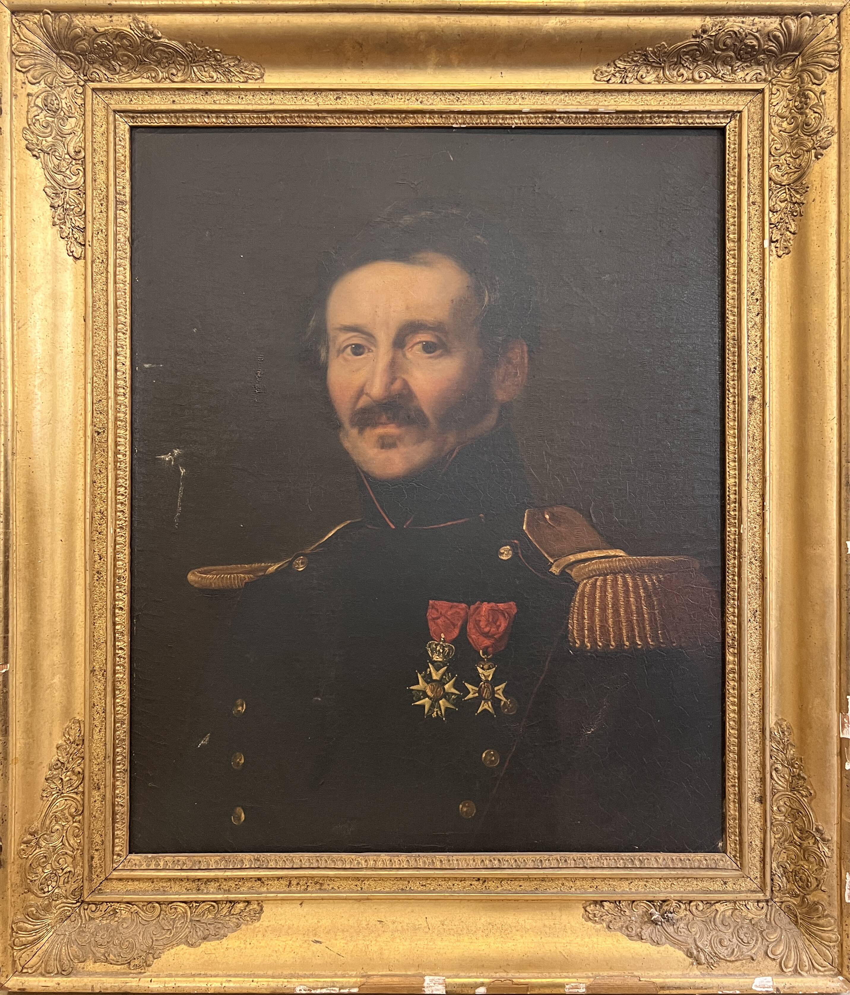 Huile sur toile d'un portrait d'officier