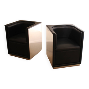 Paire de fauteuils inox