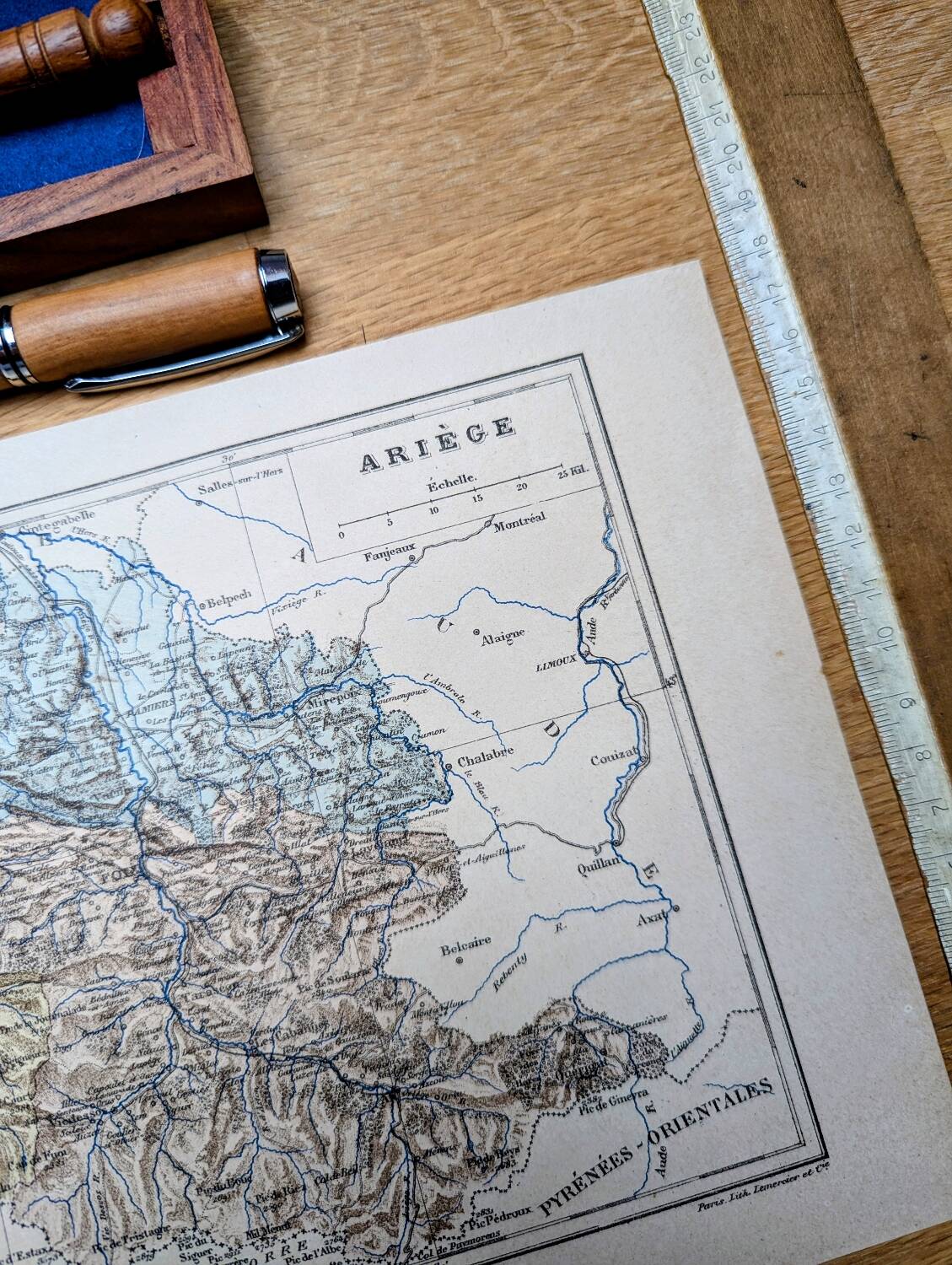 Imprimée en 1889, l'Ariège, Occitanie.