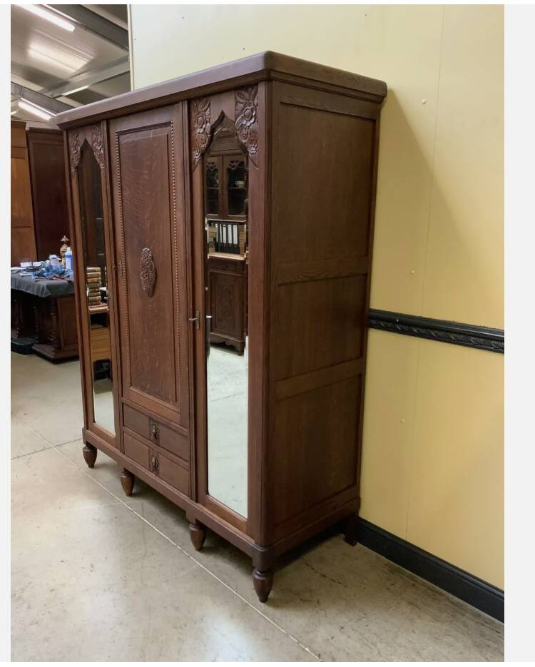 Antique Art Deco wardrobe, clothes cupboard