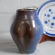 Blue and brown ceramic vase from the 1980s.