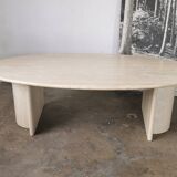 Oval coffee table in travertine, marble from the 70s/80s