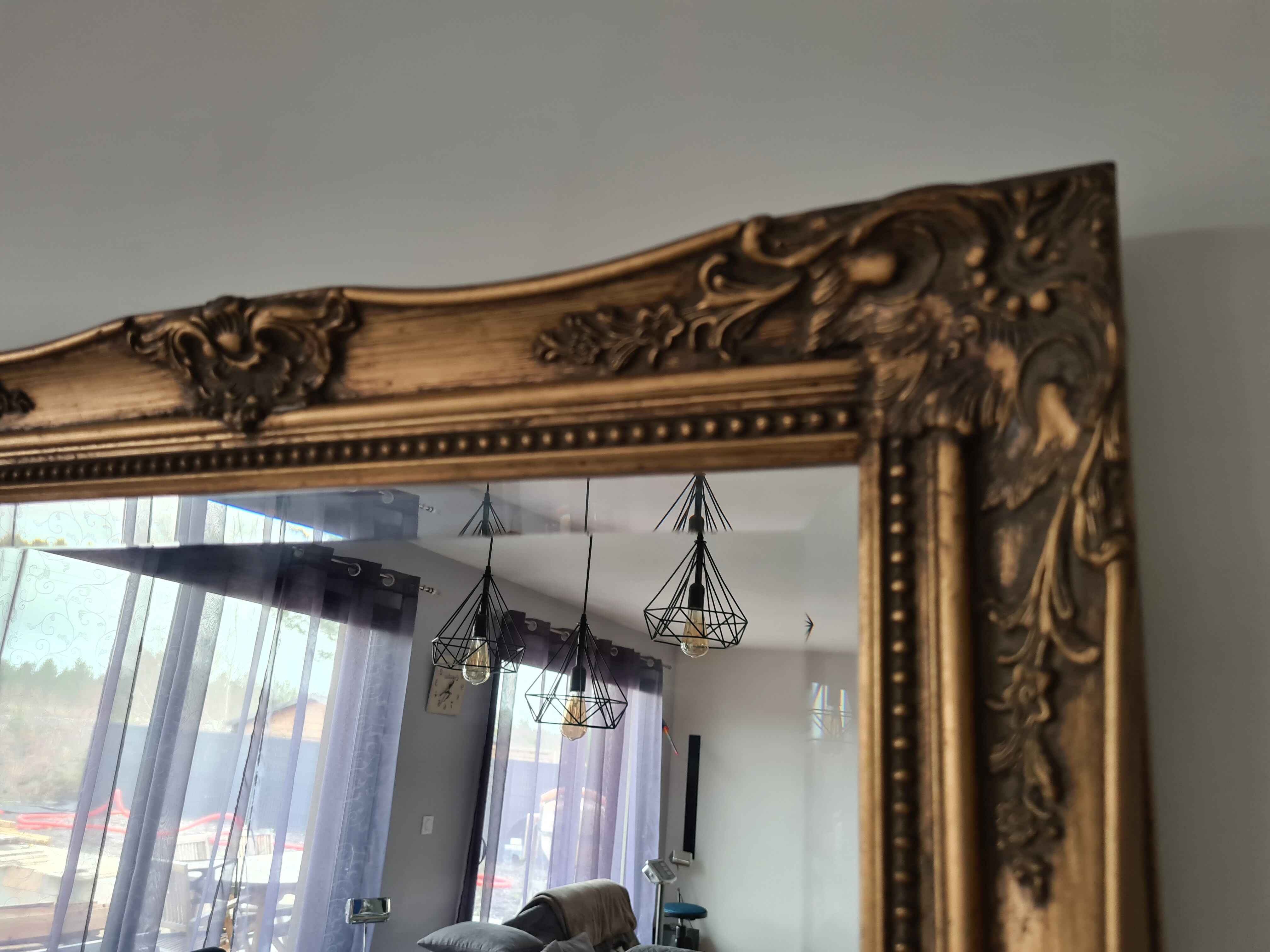 Vintage gold stucco mirror 14x29cm