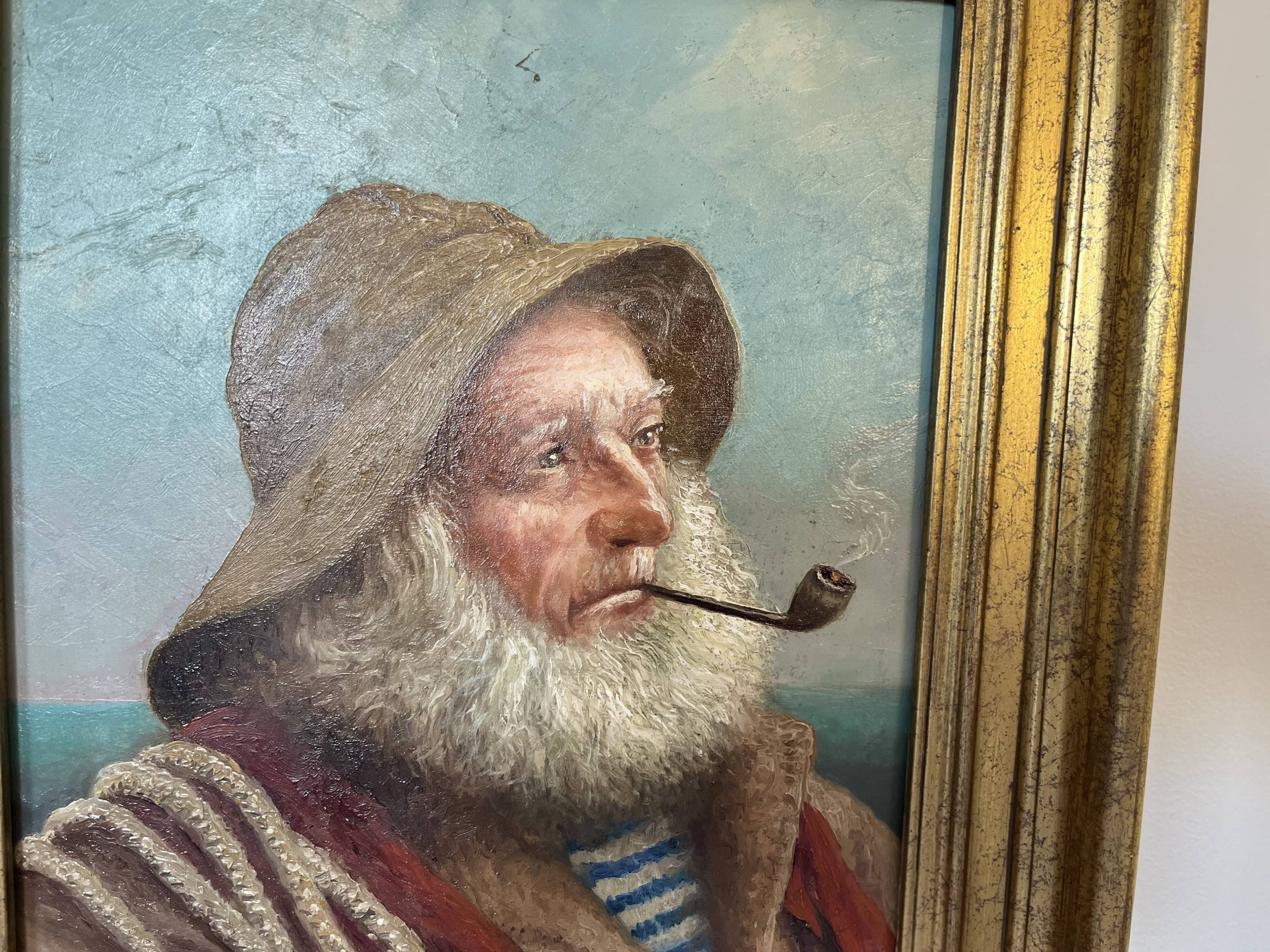 Painting signed E. Baro (Léon Noireaut), pipe sailor
